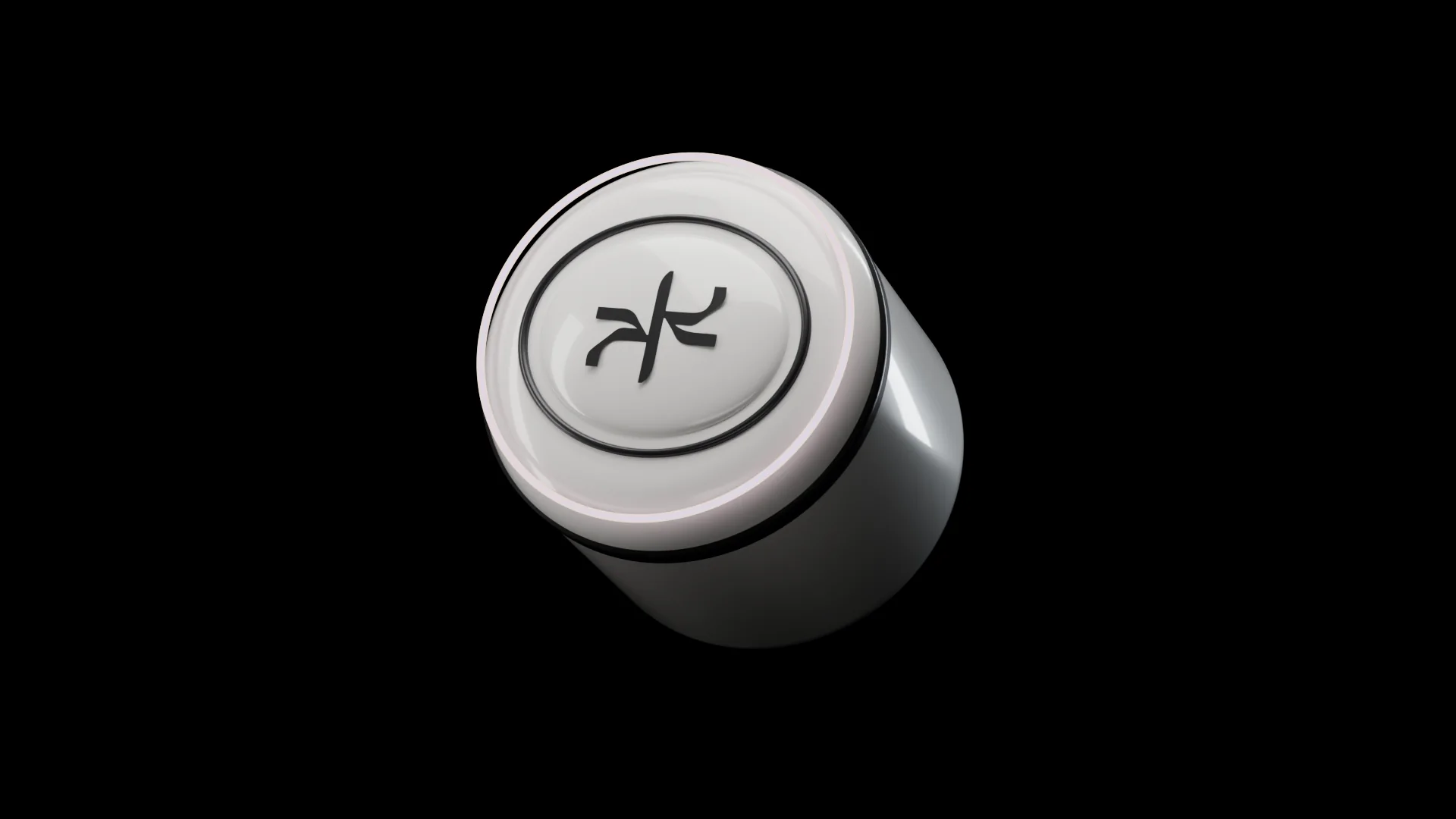 The Wave Stamp, a white ceramic applicator with an earlier Dream Wave loaded in its base inside a graphite ring.